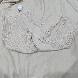 Zara pleated wide leg cream pants